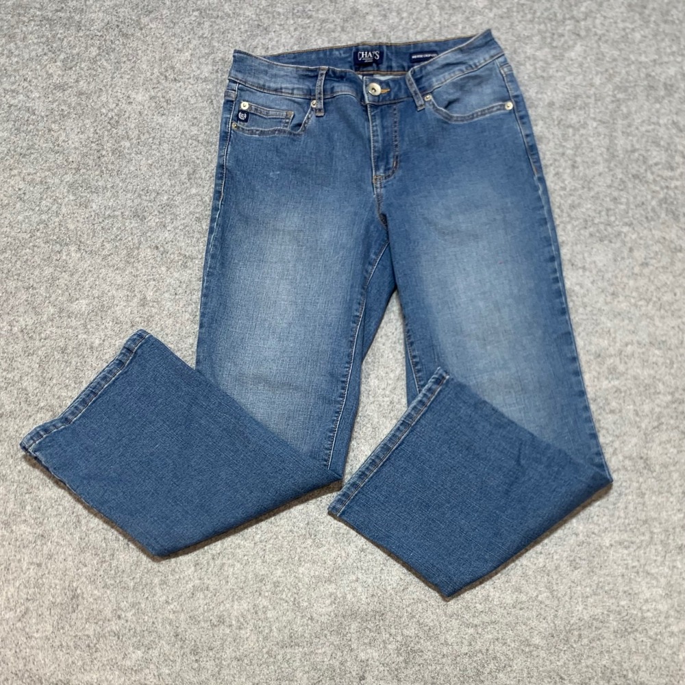 Chaps Womens Mid Rise Crop Kick Jeans Medium‎ Wash Blue Size 6/28